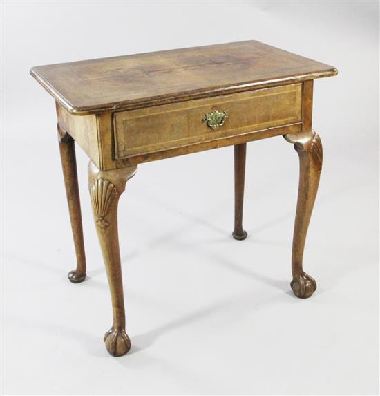 A George I featherbanded walnut side table, W.2ft 5.5in.